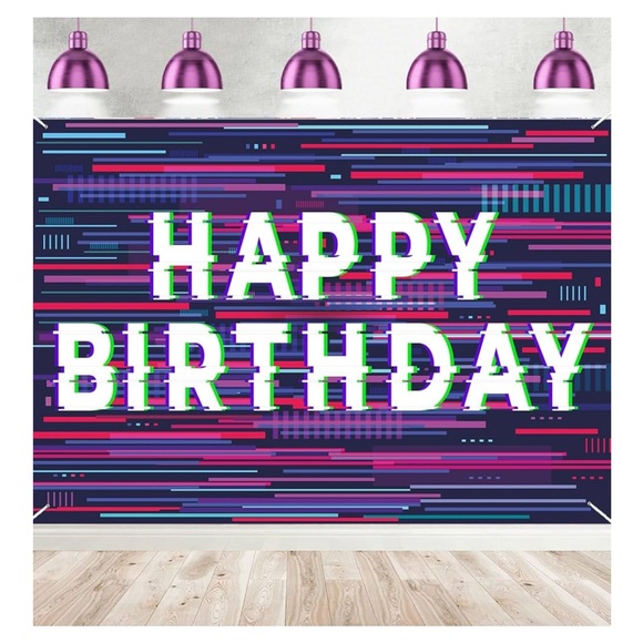 Pixel Art Happy Birthday Backdrop,47 x 71, - Picture 1 of 7